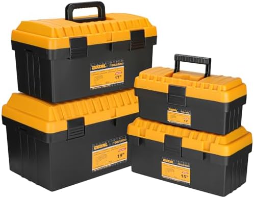 4-piece stackable tool box set, heavy duty plastic, main product view