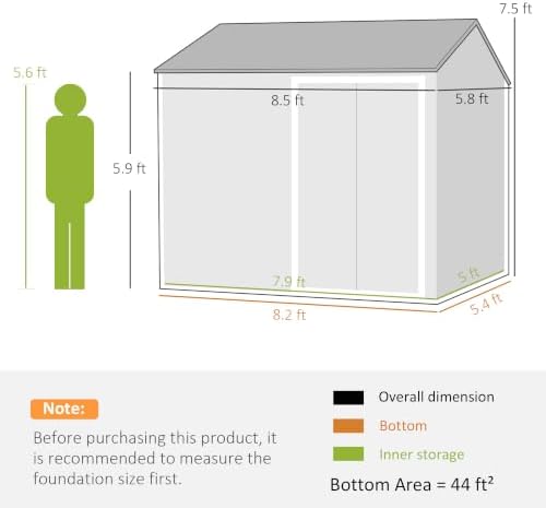 outsunny 8' x 6' outdoor storage shed metal on a desk or shelf