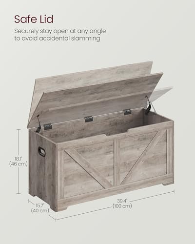 vasagle storage chest with 2 safety hinges, 15.7, close-up detail