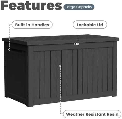 300 gallon outdoor storage box waterproof, lockable resin, package contents