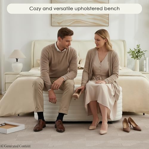 45.5" modern storage ottoman bench, white sherpa, package contents