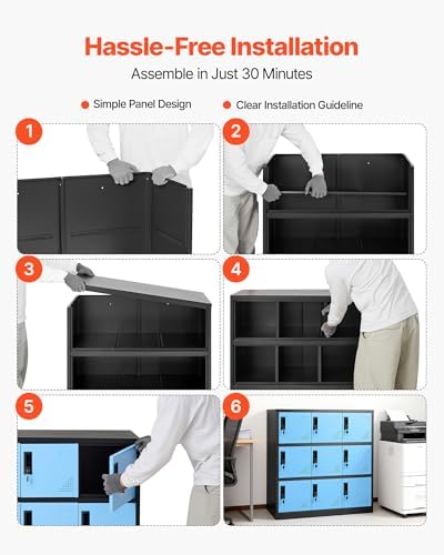 vevor 9 doors metal locker for employees, steel, front angle view