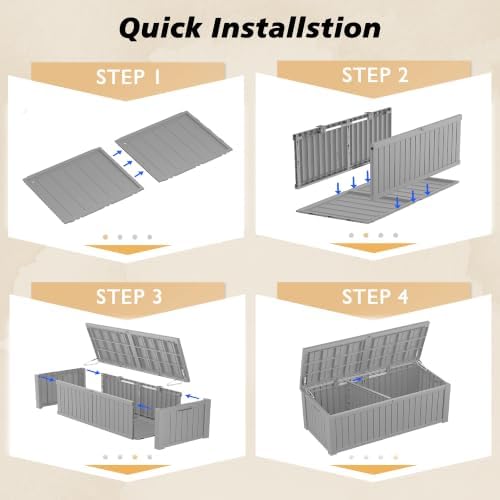 fancyango 220 gallon large outdoor storage deck box, package contents