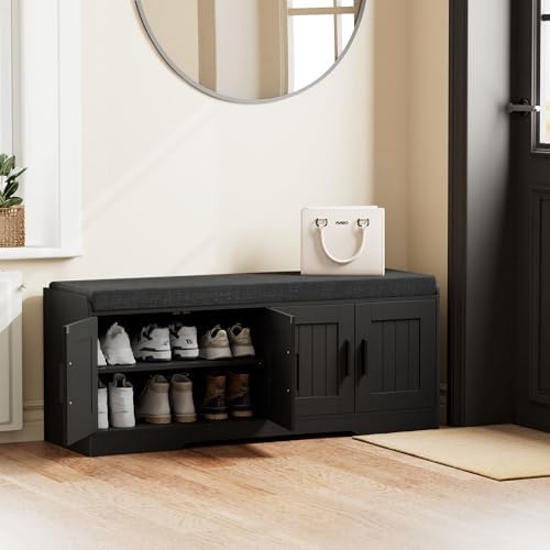 homleke shoe storage bench, 4 doors & thickened, close-up detail