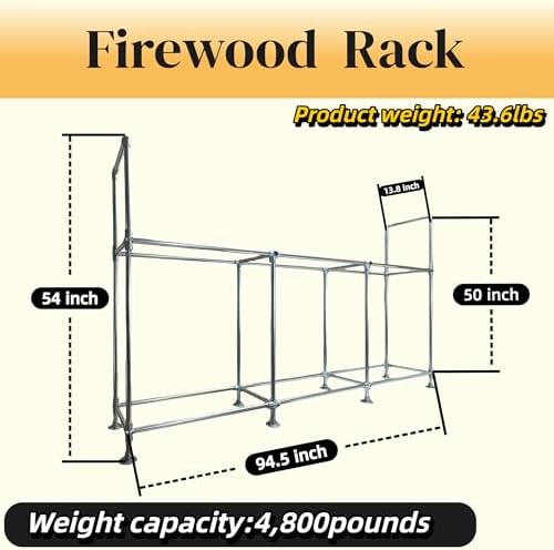 8ft heavy duty firewood rack outdoor with cover,2-tier,8, close-up detail