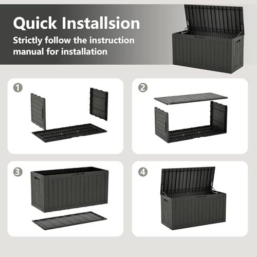 kamaboko 100 gallon outdoor storage box waterproof deck, front angle view
