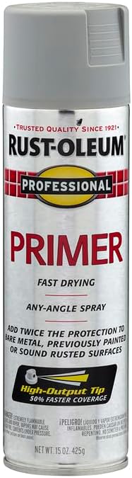 Rust-Oleum 7582838-6PK Professional Primer Spray, 15 Oz, Flat Gray, 6 Pack