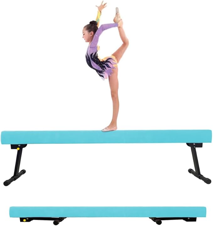 Adjustable&Foldable Gymnastics Balance Beam, 6FT/8ft High-Low Level Floor by GBVUGY