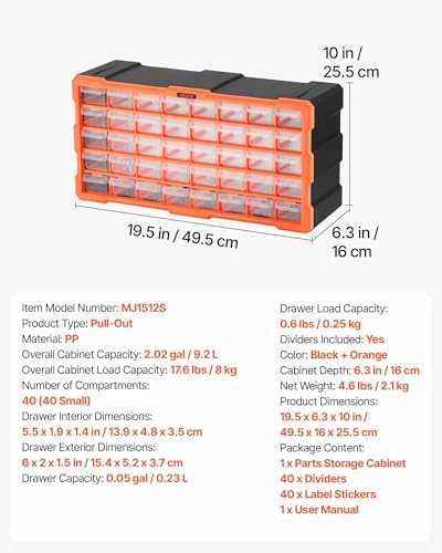 vevor 40-drawer storage organizer, plastic, drawer storage cabinet, close-up detail