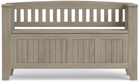simplihome acadian storage bench and cabinet set in showing dimensions
