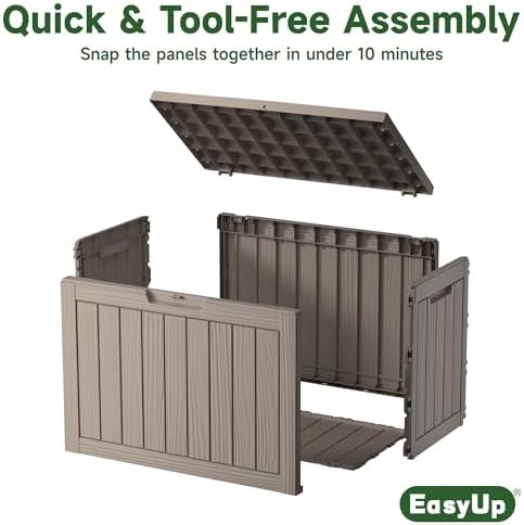 easyup 45 gallon waterproof outdoor storage box uv showing dimensions