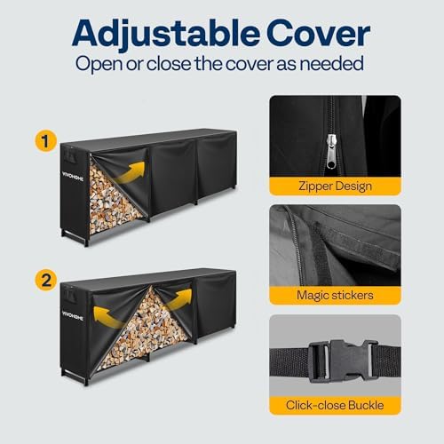 vivohome 10 ft heavy duty firewood rack outdoor, package contents
