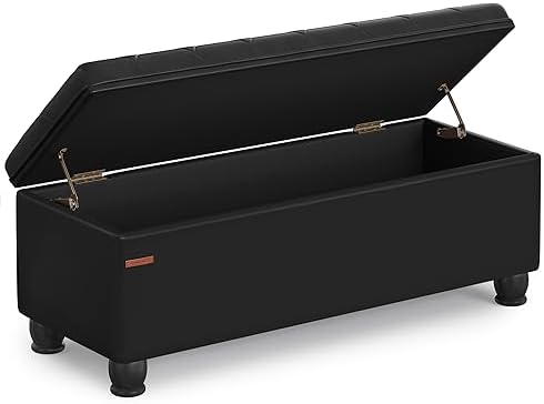 songmics storage ottoman, 46.5 inches long bed end, front angle view