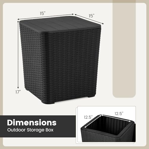 giantex 11.5 gallon deck box, outdoor side table, close-up detail