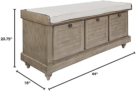 osp home furnishings dover coastal lift-top storage bench, front angle view
