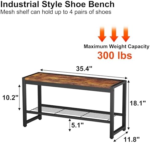homefort shoe bench, modern industrial shoe storage bench, close-up detail