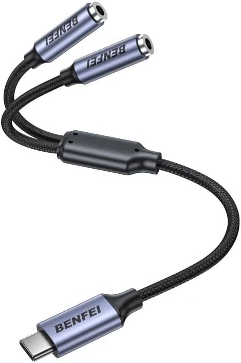 BENFEI USB C to Dual 3.5mm Audio Splitter, Headphone Adapter by BENFEI