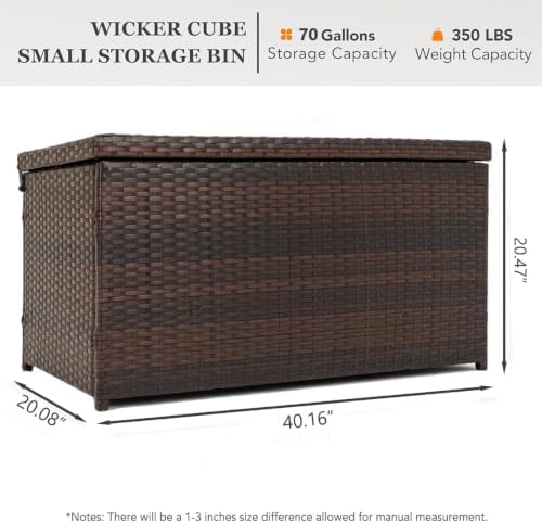 sundale 70 gallon oudoor deck box, large rattan shown in use