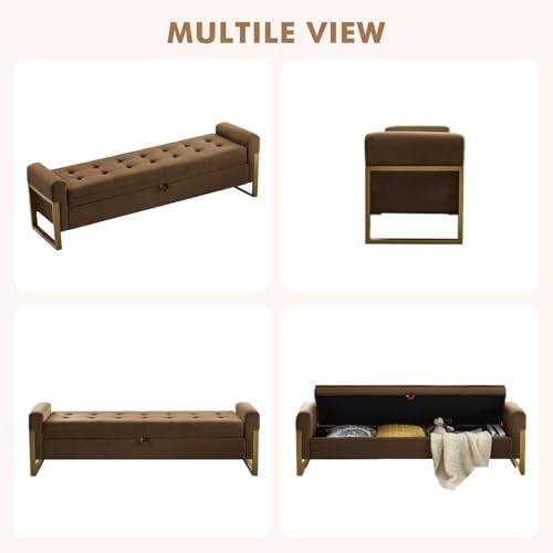 67" storage bench for bedroom, king size end, front angle view