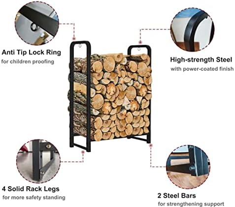 firewood rack stand 2ft heavy duty logs holder, close-up detail
