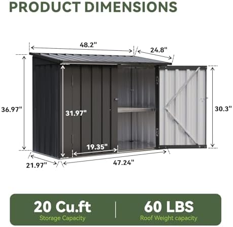 aoxun outdoor storage cabinet 20cu.ft metal storage shed shown in use