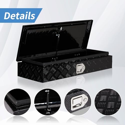34.5 inch aluminum truck bed tool box with, close-up detail