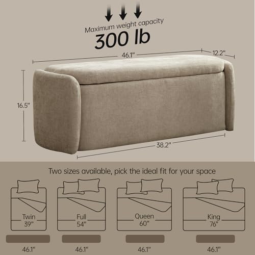 vknow storage bench, upholstered storage ottoman bench with shown in use