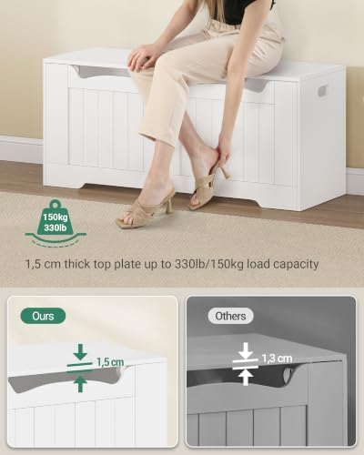 hzuaneri 43" farmhouse storage chest | 55 gal, side view