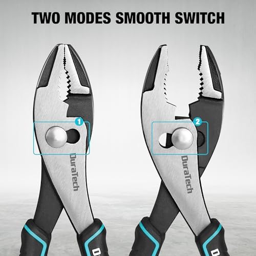 DURATECH 8 Inch Slip Joint Pliers, Pliers Tool with Comfortable TPR Handle, High Carbon Steel, Strong Sharp Teeth, Pliers for Tightening, Loosening and Gripping Nuts and Bolts (Pack of 2)