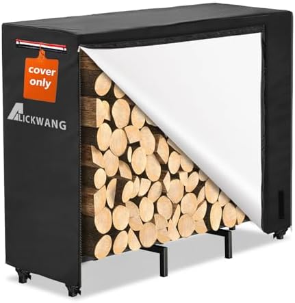 outdoor waterproof 4ft firewood rack cover with zipper, view 9