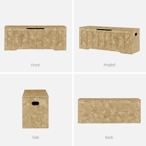vankiley 51.2" storage chest extra large,wooden storage bench(rustic, front angle view