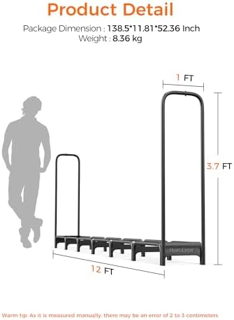 12ft firewood log rack with cover outdoor, heavy, view 9