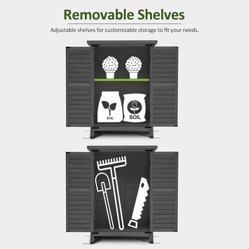 mcombo small outdoor storage cabinet, wood shed with, side view