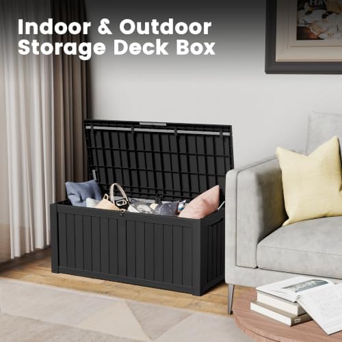 120 gallon outdoor storage box waterproof lockable resin showing dimensions
