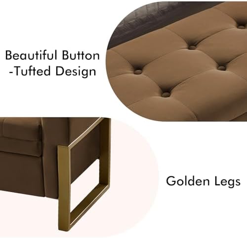 67" storage bench for bedroom, king size end, side view