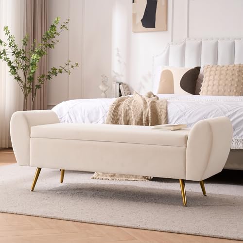56" storage bench for bedroom king size bed, close-up detail