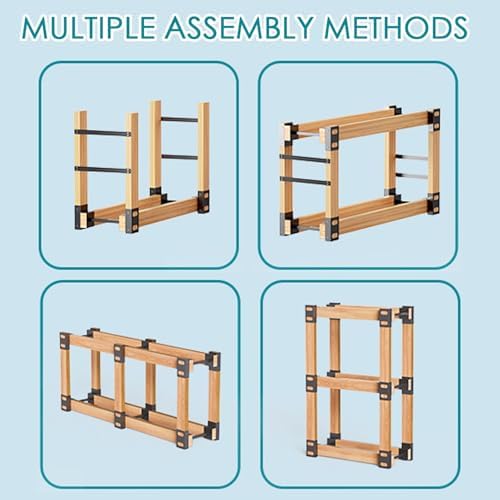 eibikdi firewood rack outdoor, black, set of 4 showing dimensions