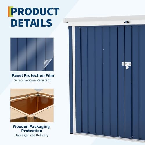 outdoor trash can storage box with lock latch, close-up detail