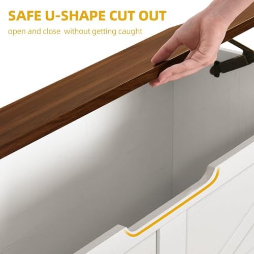 dwvo storage bench 47.2", hidden storage, slow-close hinges showing dimensions