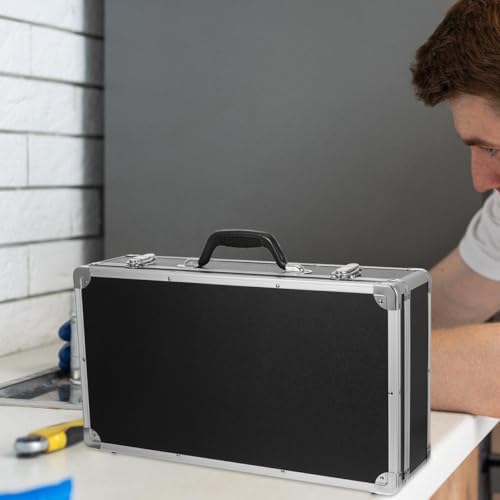 doitool aluminum tool box, hard storage case with, front angle view