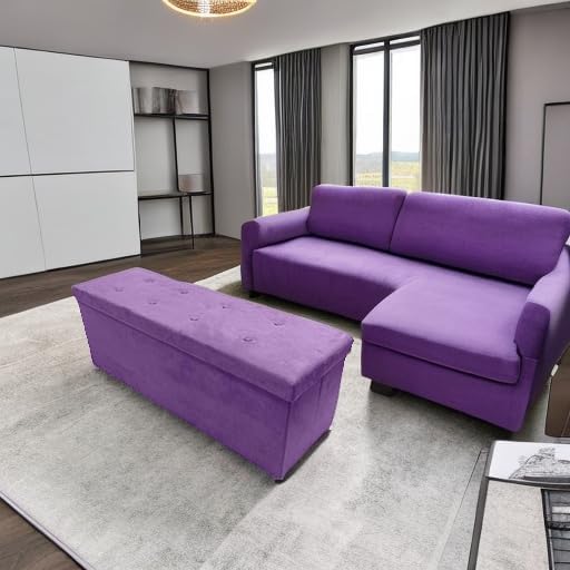 sorbus collapsible storage ottoman bench (purple, 15" d showing dimensions