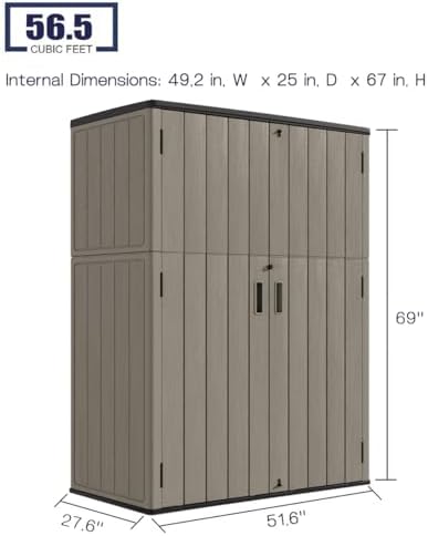 kinying outdoor storage cabinet waterproof, 57 cu.ft resin, close-up detail