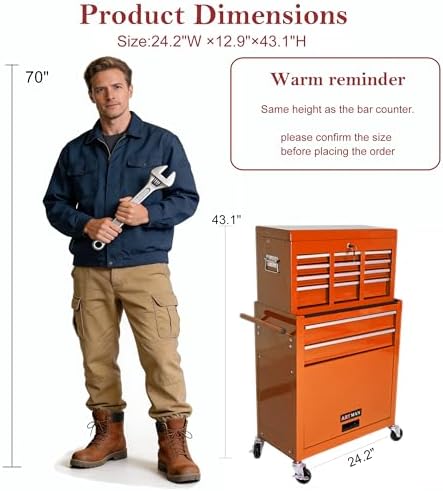 ryh 8 drawers rolling tool chests (orange, 8 on a desk or shelf