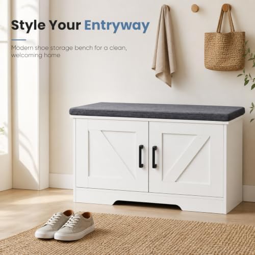 newbulig shoe bench with storage for entryway, 27.6", close-up detail