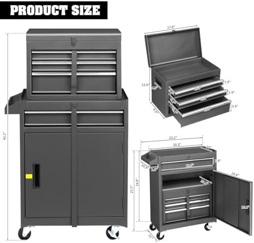 winado 4-drawer rolling tool chest, 2-in-1 large storage, package contents