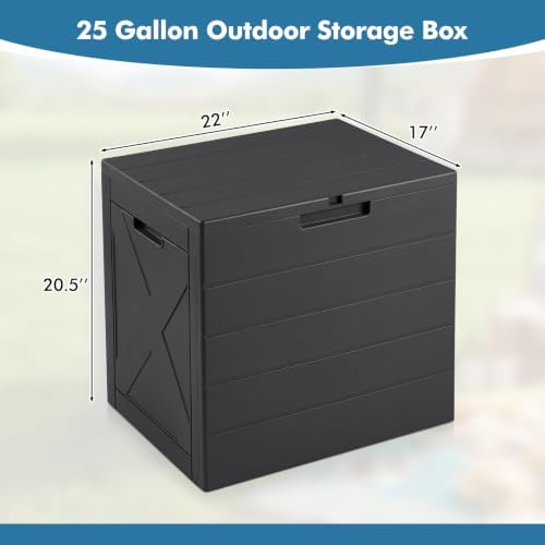 tangkula 25 gallon outdoor storage box with lockable, package contents