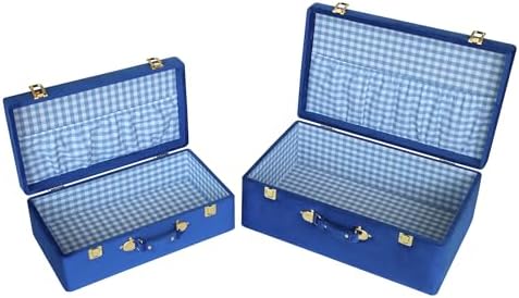 hofferruffer velvet storage trunks with wood frame, set showing dimensions