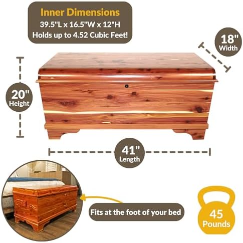dutchcrafters cedar wood blanket storage for living room, close-up detail