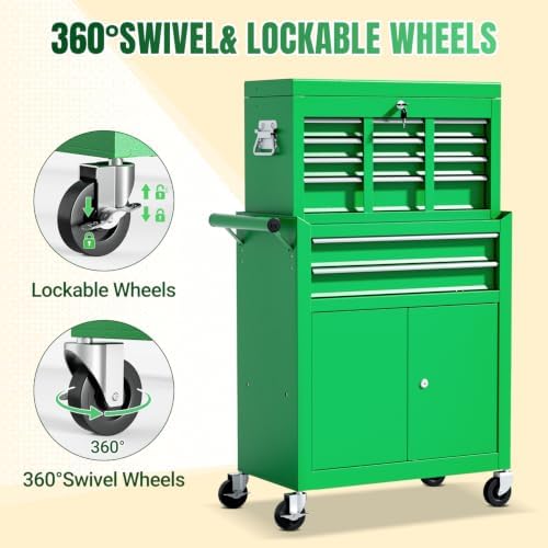 10-drawer rolling tool chest with wheels, lockable 2-in-1, package contents