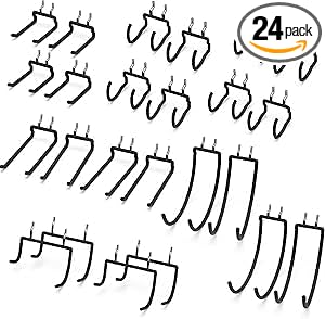 HUHOLE Pegboard Drill Holder, Peg Board Tool Utility Hooks, 24 Pack Heavy Duty by HUHOLE